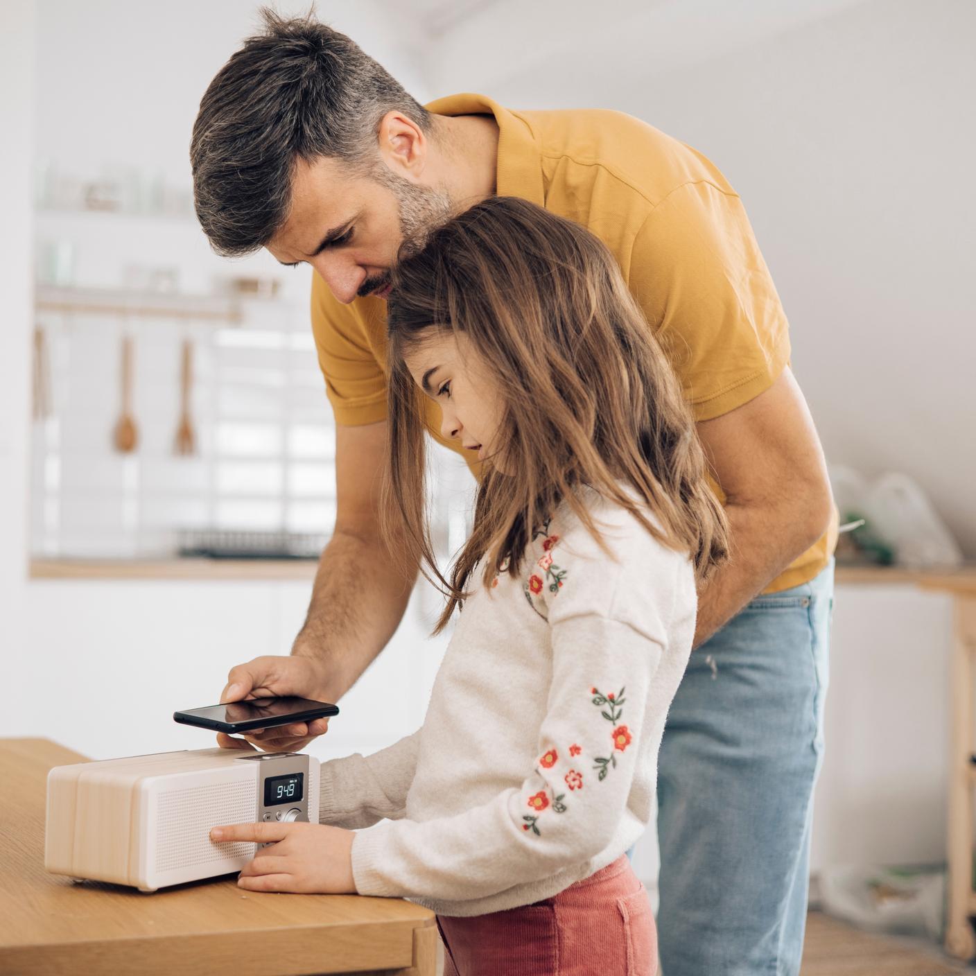 father and daughter playing 