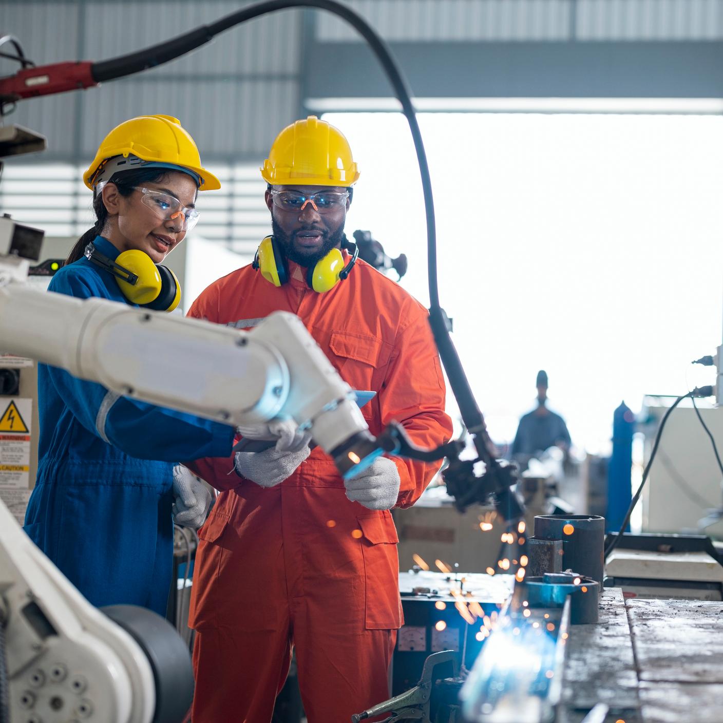 Two people working in manufacturing