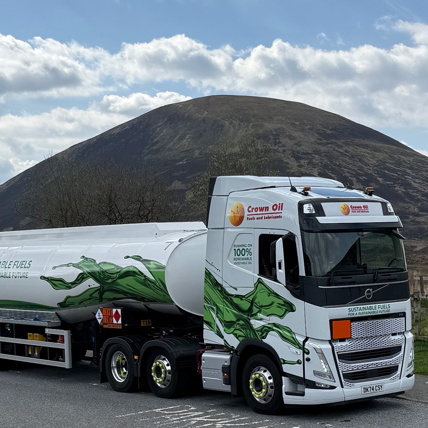 Truck with hydrogen tank trailers. Hydrogen transportation concept.